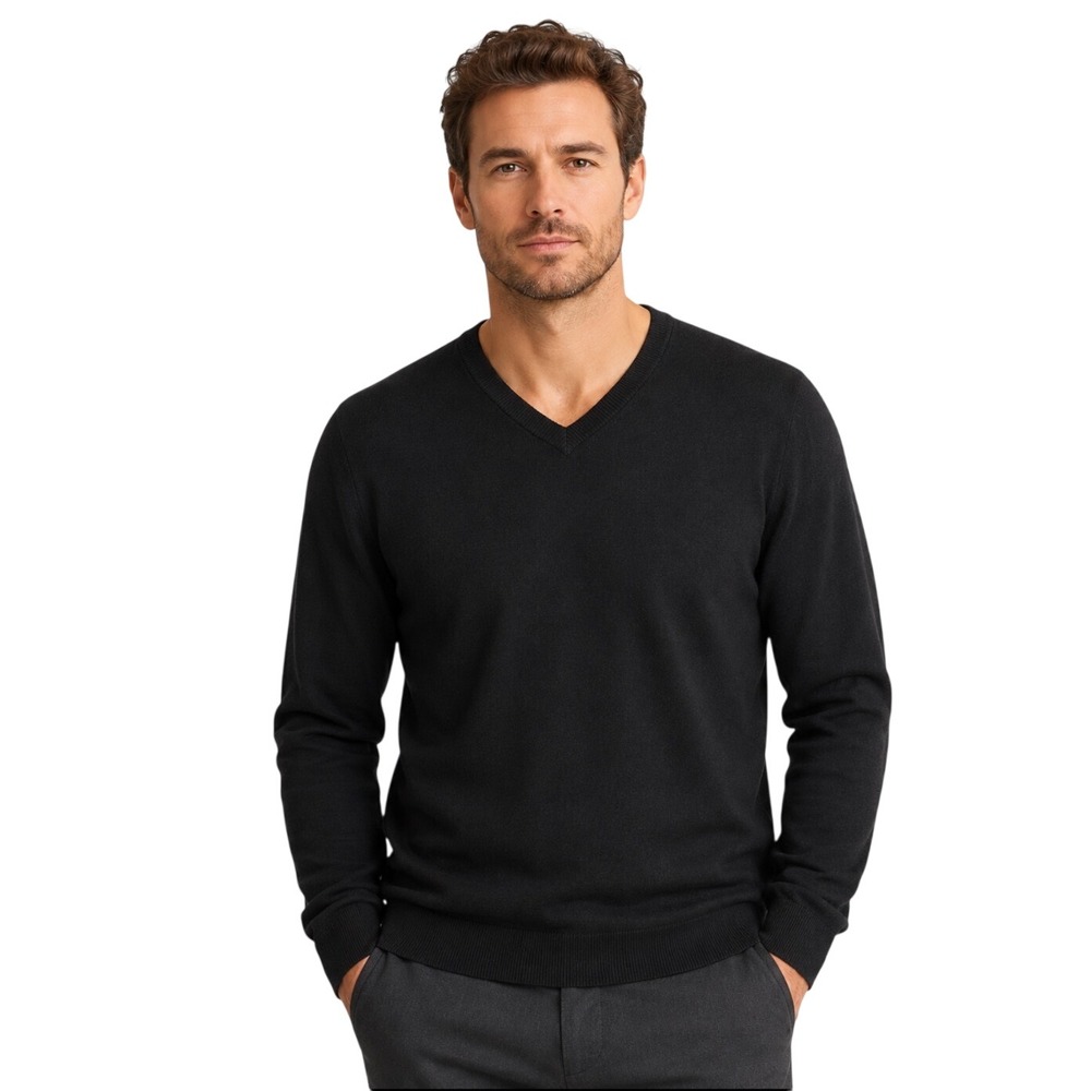Daniel Cremieux Mens XXL Black V-Neck Pullover Signature Cashmere Blend NWT